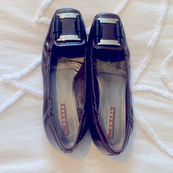 Plum Colored PRADA Squared Toe Flat - Picture 1 of 3